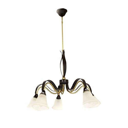 LED pendant lamp pendant lamp Zillo Luster rust-brown E14 5-burner glass Antik