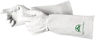 Legacy Gardens Leather Gardening Gloves for Women and Men | Thorn and Cut Proof Garden Work Gloves with Long Heavy Duty Gauntlet | Suitable for Thorny Bushes Cacti Rose Pruning - Small Brown