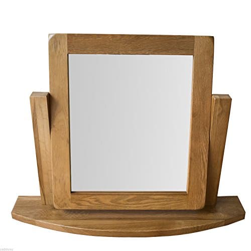 Yabbyou Solid Oak Dressing Table Vanity Swivel Mirror with A Grade Clear Vision Glass (Mature Oak)