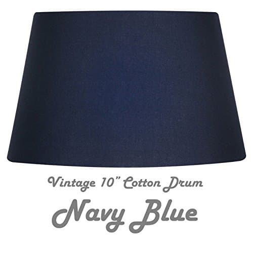 NAVY BLUE 10" COTTON DRUM HARD LINED SHADE Complete with Reversible Gimbal to Fit Table &amp; Floor Lamps or Ceiling Rose. FREE Adaptor Included to Fit All Lamp Sizes BC SBC ES SES. Height 155mm x Diameter 250mm (6" x 10")