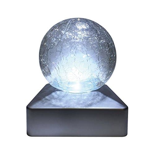 Solar Crackle Glass Ball Post Garden Deck Cap Light Square Outdoor Fence Lights (Colour Changing Light 6)