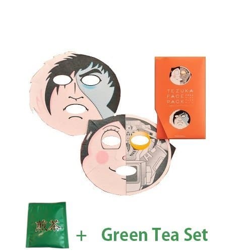 Isshin Face Mask Tezuka Face Pack Atom (Astro Boy) &amp; Black Jack (Green Tea Set)