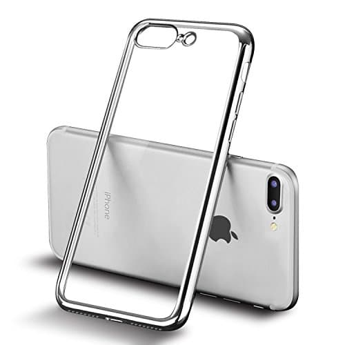 iPhone 7 Plus Case, ILUXUS® Plating Bumper [Drop Protection] [Metal Electroplating Technology] Soft Flexible TPU Silicone GEL Protective Cover for iPhone 7 Plus Case Cover (Silver)