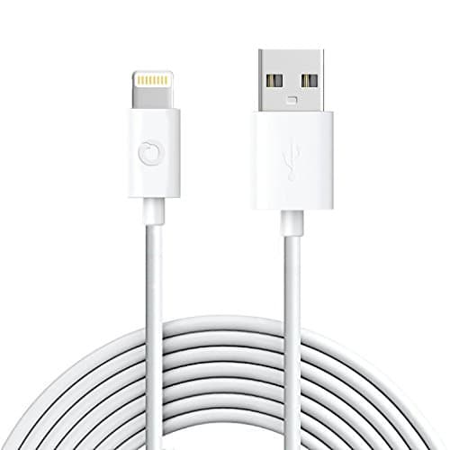 noubco Lightning to USB Cable, PwrSync+ The World Most Durable Cable - Reinforced - Apple MFi Certified - for iPhone X 10 8 7 6s 6 Plus 5SE 5c, iPad, iPod - 6.6 ft - White (3 Pack)