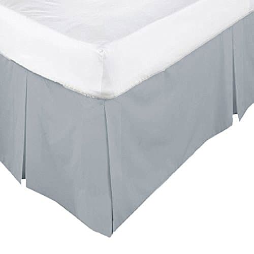 EGYPTO Polycotton Base Valance Bed Sheet, Pleated Styling - 16" EXTRA DEEP Valance (FIT OVER BASE) (Double Bed Pleated Valance, Grey)