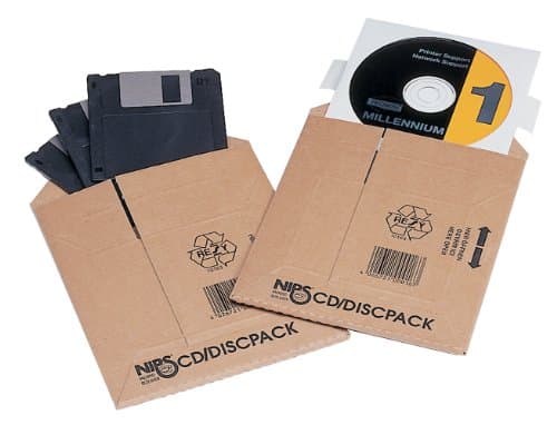 Nips Safe-Well Self-Adhesive Flap CD Disc Pack Corrugated Mailers Envelopes - Brown (Pack of 10)