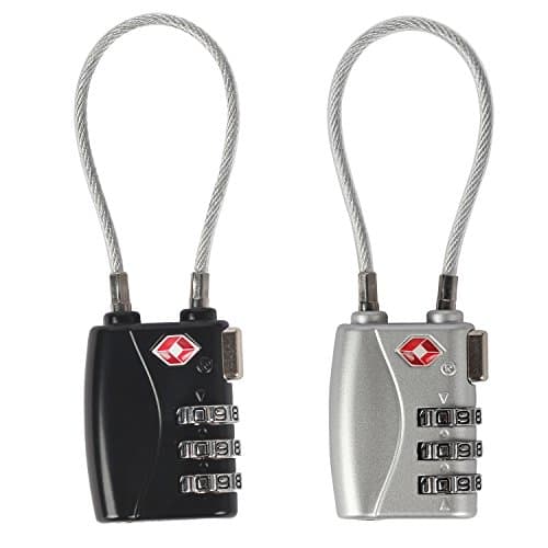 Haito TSA Lock Combination Padlock 2 Pack- 3-Digit Combination Security Cable Padlock-Suitcase Cable Lock TSA Luggage Locks Special Alloy (Black＆Silver)