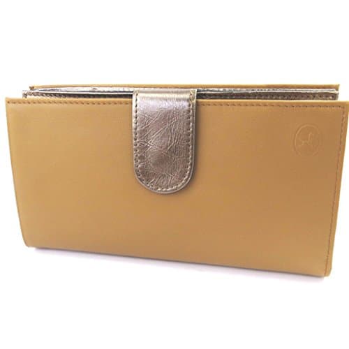 Leather wallet + checkbook holder 'Frandi'camel bicolor.