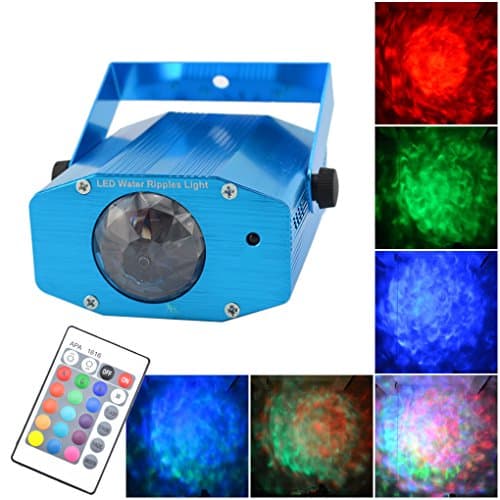 Mini Portable LED Stage Lighting Water Wave Effect Ripple Lights Projector Multi-colour with Remote Control for Party Lightshow Bar Home LWI