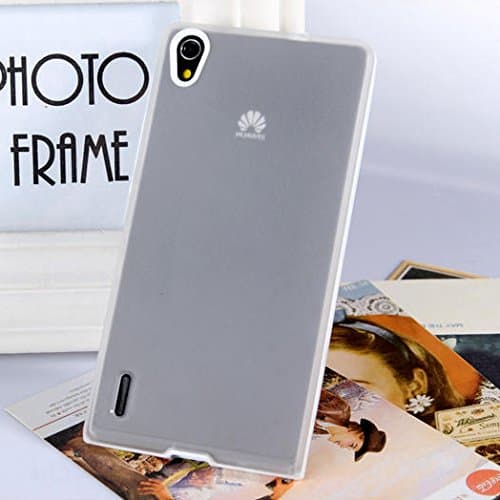 Huawei Ascend P7 Case, [Korean Style] [Clear Solid] [Attractive Exterior] [TPU Gel] Soft Back Cover Case--White