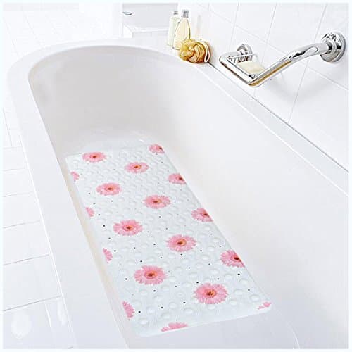 Hispirit Extra Long 97 x 36 cm Non-slip Environmental Rubber Bath Mat Shower Tub Mat with Suction Cup