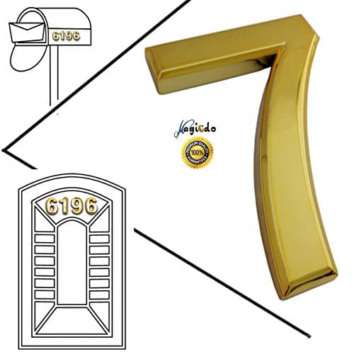 Magicdo® 3/pack 2-3/4” Golden Modern House Numbers, Modern Mailbox Number Sticker, 3D Shining Reflective Number, Self-Stick Number, Floating Appearance Number, House Number Signs (Number 7)