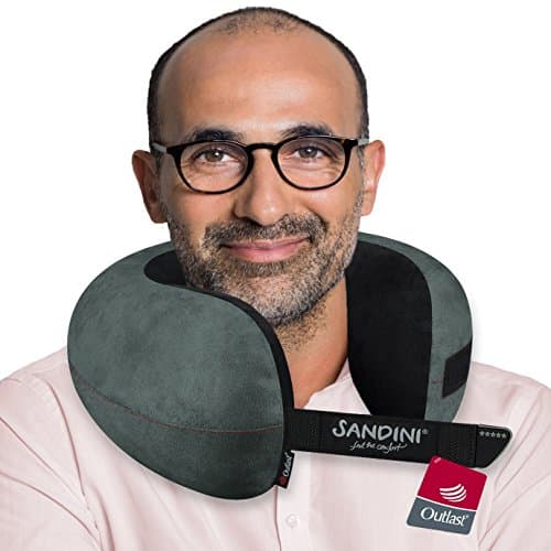 SANDINI TravelFix® Plus Size – Ergonomic Travel Pillow with Support Function – Outlast/Microfibre Anthracite