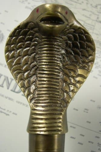 Cobra Head Walking Stick with Antique Brass Handle
