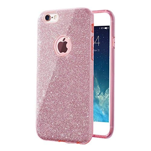 iPhone 7 Case 4.7", uiano® Sparkling Premium [3 in 1 Layers Protection] Hybrid Glitter Bling Bling TPU phone Case Cover For iPhone 7 (Pink) [Lifetime Warranty]