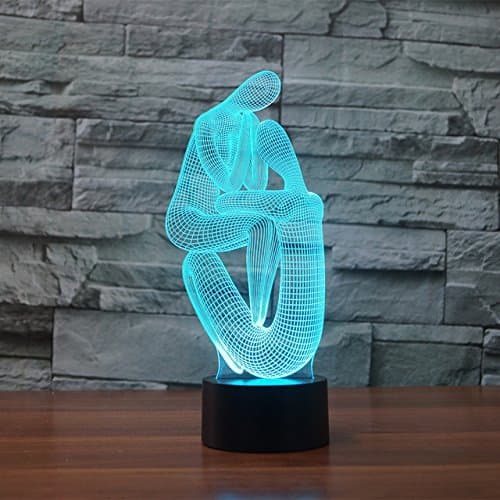 3D Led Illusion Table Lamp 7 Colors Change Night Light for Bedroom Home Decoration Wedding Birthday Christmas and Valentine Gift Artistic and Romantic Atmosphere(Meditation Double Yoga)