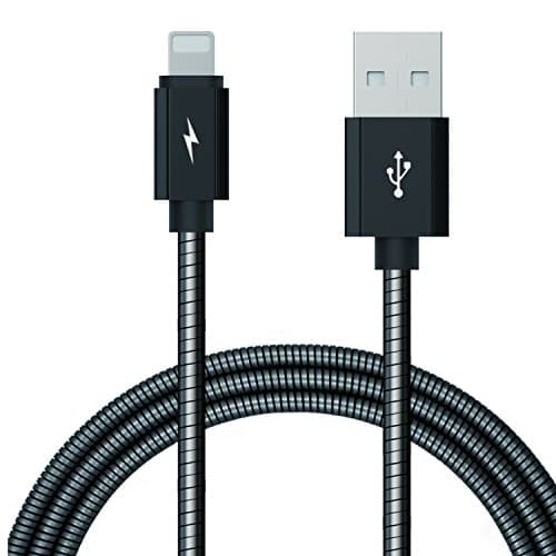 XUTU Metal USB Lightning Cable 3.3ft/1M Extremely Durable Metal iphone Charging Cable for iphone 7/ 7 Plus/ 6/ 6 Plus/ iPad iPod (Black)