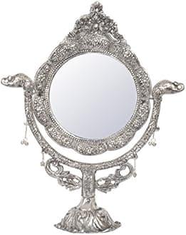 HOUZZPLUS White Metal Table Mirror (33 cm x 2 cm x 40 cm, Silver)