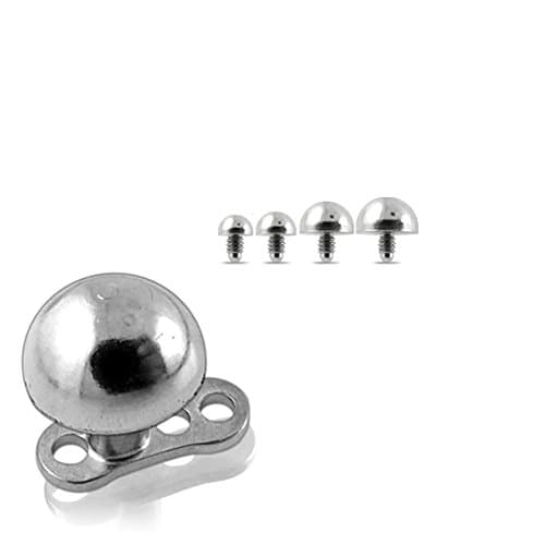 Buy 1 Get 5 !!! G23 Grade Titanium Base with 5 Pieces Changeable 316L Surgical Steel Top Dermal Half Ball in All Size As Shown.