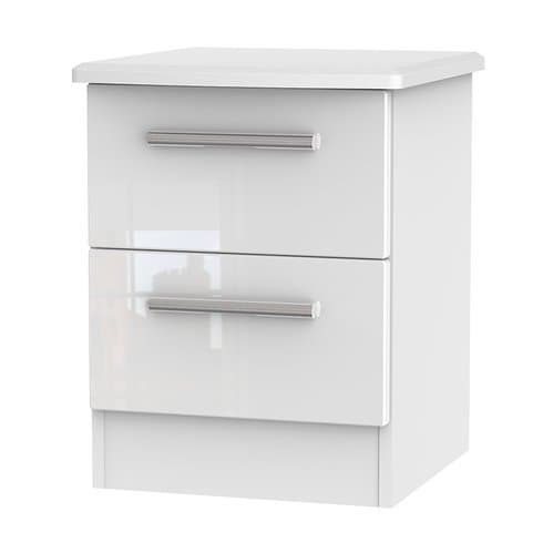 Yaple Modern Design 2 Drawer Bedside Table with Metal Handle (Material: Wood, Fully Assembled) (White)