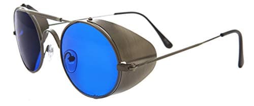 Gunmetal Steampunk Sunglass with Folding Side Shields - Bram