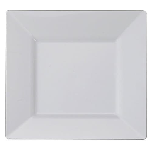 Kaya Collection - White Plastic Square 9.5" Dinner Plates - Disposable or Reusable - 2 Pack (20 Plates)