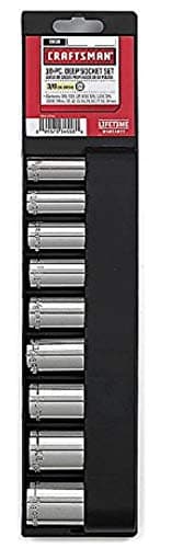 Craftsman 9 pc 12 pt. Deep, 3/8 inch drive Socket Set - INCH SAE Deep Socket set, Includes 3/8", 7/16", 1/2", 9/16", 5/8", 11/16", 3/4", 13/16" & 7/8" Inch Deep Sockets