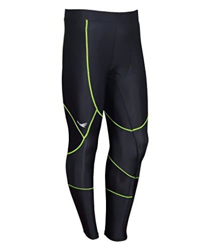Salmans Men's Athletic Compression Tight Pant Base Layer- Provides Graduated Compression (X-Large (37"-38.5"), Black/Neon )