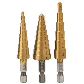 Zhushan Titanium Step Drill Bit Set, High Speed Steel | 3-Piece Set
