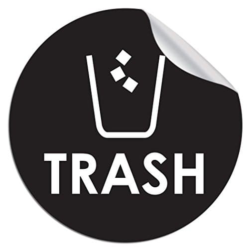 Trash Bin Sticker Decal Label - 4" x 4" - Organize & Coordinate Garbage Waste from Recycling - Great for Metal Aluminum Steel or Plastic Trash Cans - Indoor & Outdoor - Use at Home Kitchen & Office