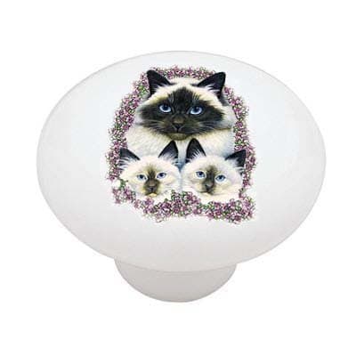 Birman Cats Ceramic Drawer Knob