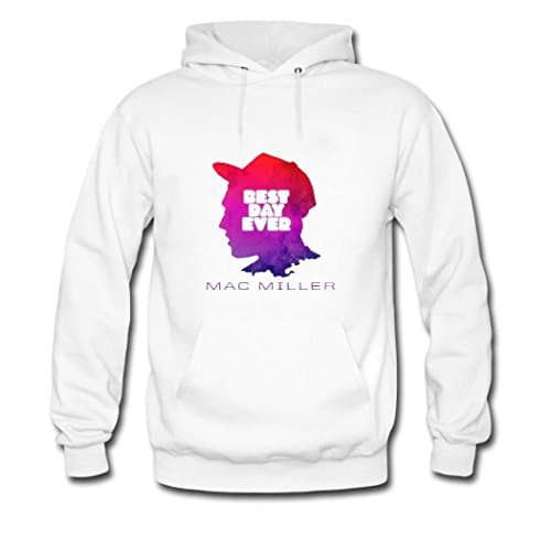 Mac Miller Best Day Ever 2016 Printed Pullover Hooded Sweatshirt Women hoodies White Large