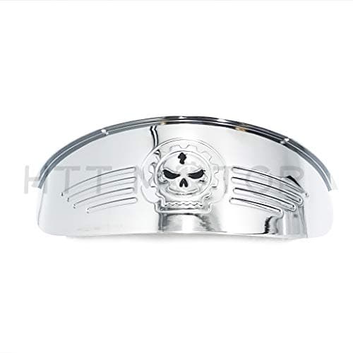 HTT Motorcycle Chrome 7" Skull Headlamp/Headlight Visor For 1984-2016 Harley 7" Headlamp Softail/Touring/Trike/CVO (Aftermarket product Replace #69793-07)