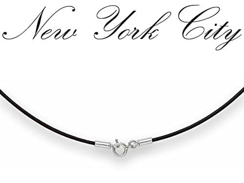 1mm Black Leather Cord with Solid 925 Sterling Silver Clasp 36"