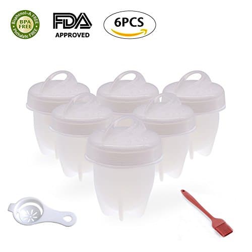 JINHOT 6PC Egglettes,Egg Cooker No Shell Non Stick Silicone Poacher Boiled Steamer As Seen On TV(White)