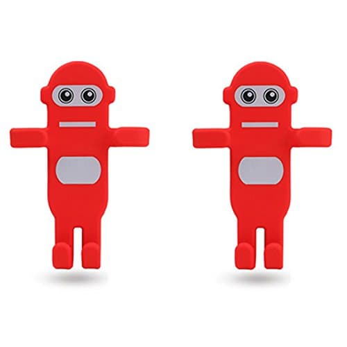 JINGRAN Home Use Silicone Cell Phone Holder Remote Control Holder Wall Outlet Decoration Holder-2 Packs (Red Robot)