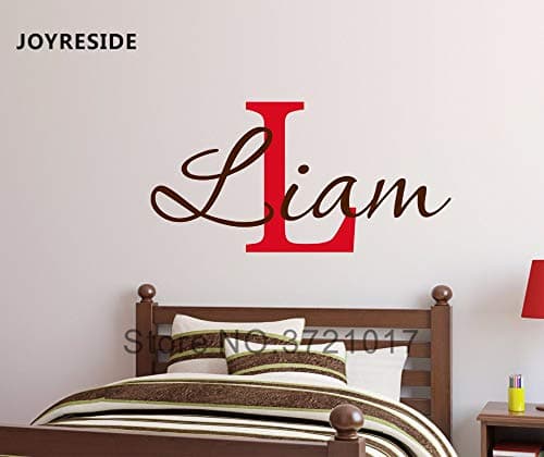 PPL21 Wall Stickers - Custom Personalized Name and Initial Letter Wall Decal Vinyl Sticker for Kid Boy Girl Room Decoration DIY Mural XY018 1 PCs