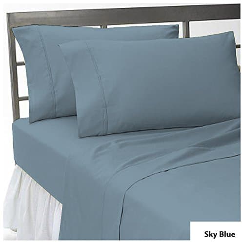 USA Bedding Sheet 650 Thread Count 1- PCs- Flat- Sheet Solid Pattern 100% Egyptian Cotton All Sizes & Colors ( King , Sky Blue ) By Furnish Homes
