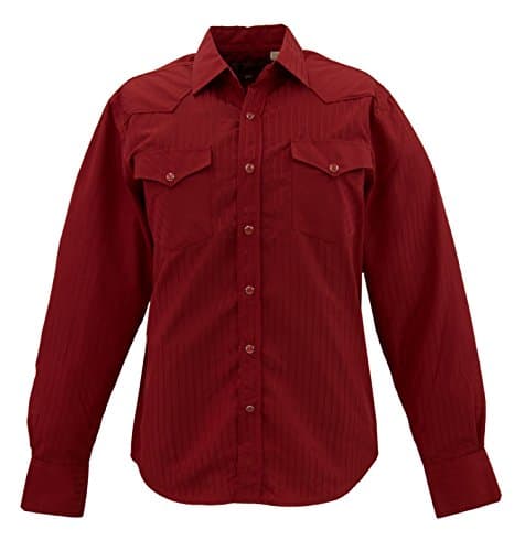 STARR Western Solid Snap Dobby Striped Shirt by SWWTNT17-RED-Size-XL