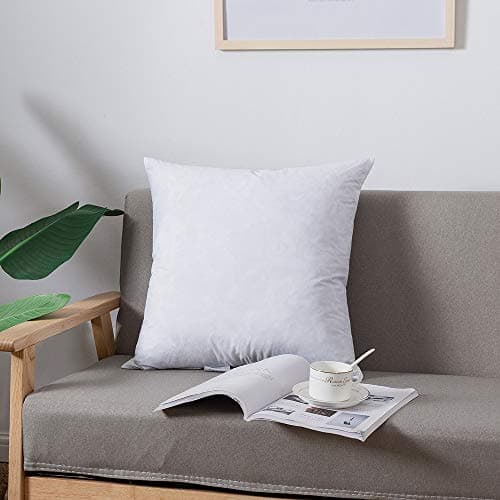 DOWNCOOL 100% White Cotton Hypo-allergenic Stuffer Throw Pillow Insert, Square Down and Feather Filled Decorative Bed Sofa Insert, Standard 22x22 Inch