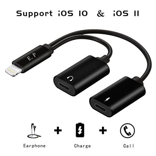 EasternPin B072KDNZSZ 2-in-1 Lightning Adapter for iPhone 7, Dual Lightning Headphone Audio and Charge Adapter for iPhone 7/7 Plus - Black