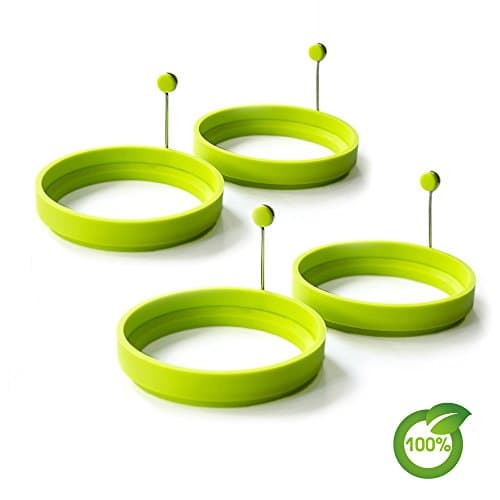Silicone Egg Ring Nonstick Fried Egg Mold Egg Pancake Mold Kitchen Pancake Rings FDA-approved and 100% BPA-free（4-pack）