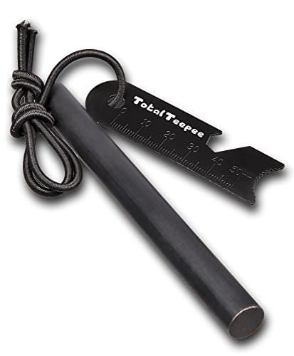 Total Teepee Big Boy 1/2" Ferrocenium Rod | All Weather Bushcraft Survival Fire Starter | Multi-Tool Scraper and Shock Cord