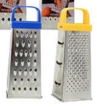 2 Pack - 8" Steel 4-Sided Grater with Plastic Handle ( Assorted Color) for Parmesan Cheese, Ginger, Vegetables