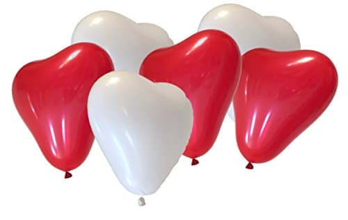 50-count 12" heart Balloons (red-white)