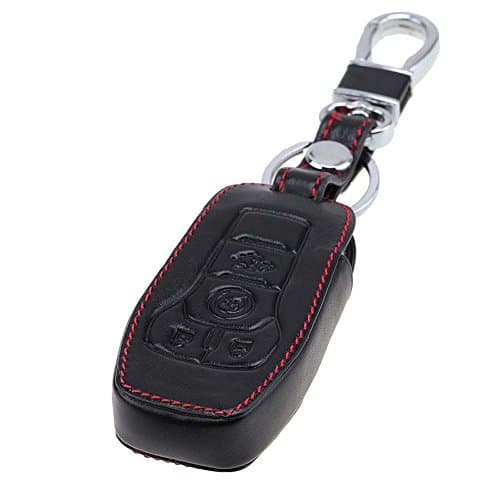 Generic Black Smart Remote Car Key Leather Case Fob Chain Cover Protector For Ford Lincoln(Ford Lincoln Black)
