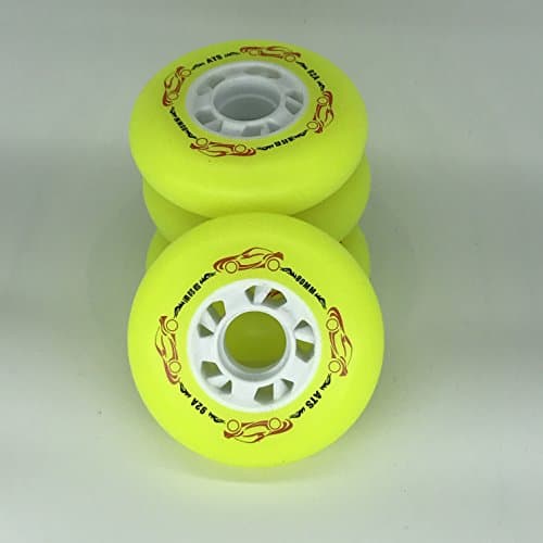 SzBlaZe 92A Inline Outdoor Skate Replacement Wheels without Bearings (Pack of 4 Piece) For Sliding Skate 72mm 76mm 80mm For Choose (Yellow, 80mm)
