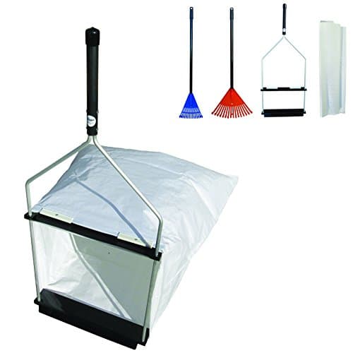 Trash Litter Picker Grabber - Value Set (C) - Woven Bag Dustpan Complete + 2 Pickup Rakes + 1 Replacement Woven Bag