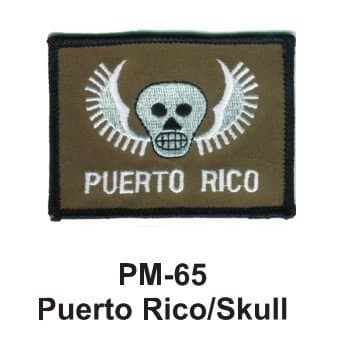 3'' Embroidered Millitary Patch Puerto Roco / Skull