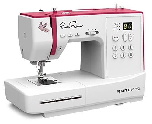 EverSewn Sparrow 20 -80 stitch Computerized Sewing Machine With Eversewn Navy/Pink Rolling Tote and Accessories Bundle